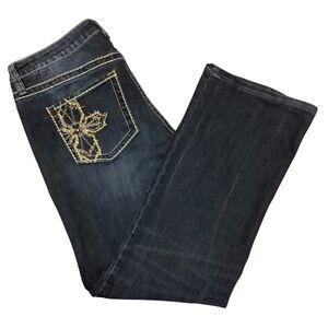 JAG JEANS BLUE MID-RISE BOOT CUT EMBROIDERED POCKETS/ Size 12